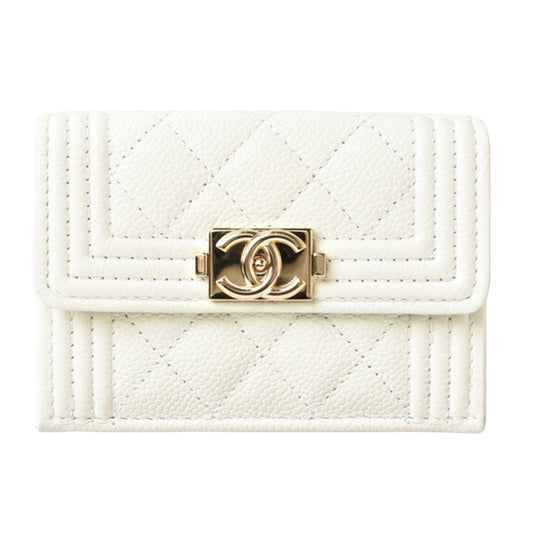 Chanel White Leather Boy