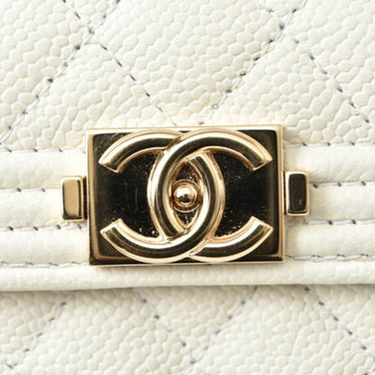 Chanel White Leather Boy