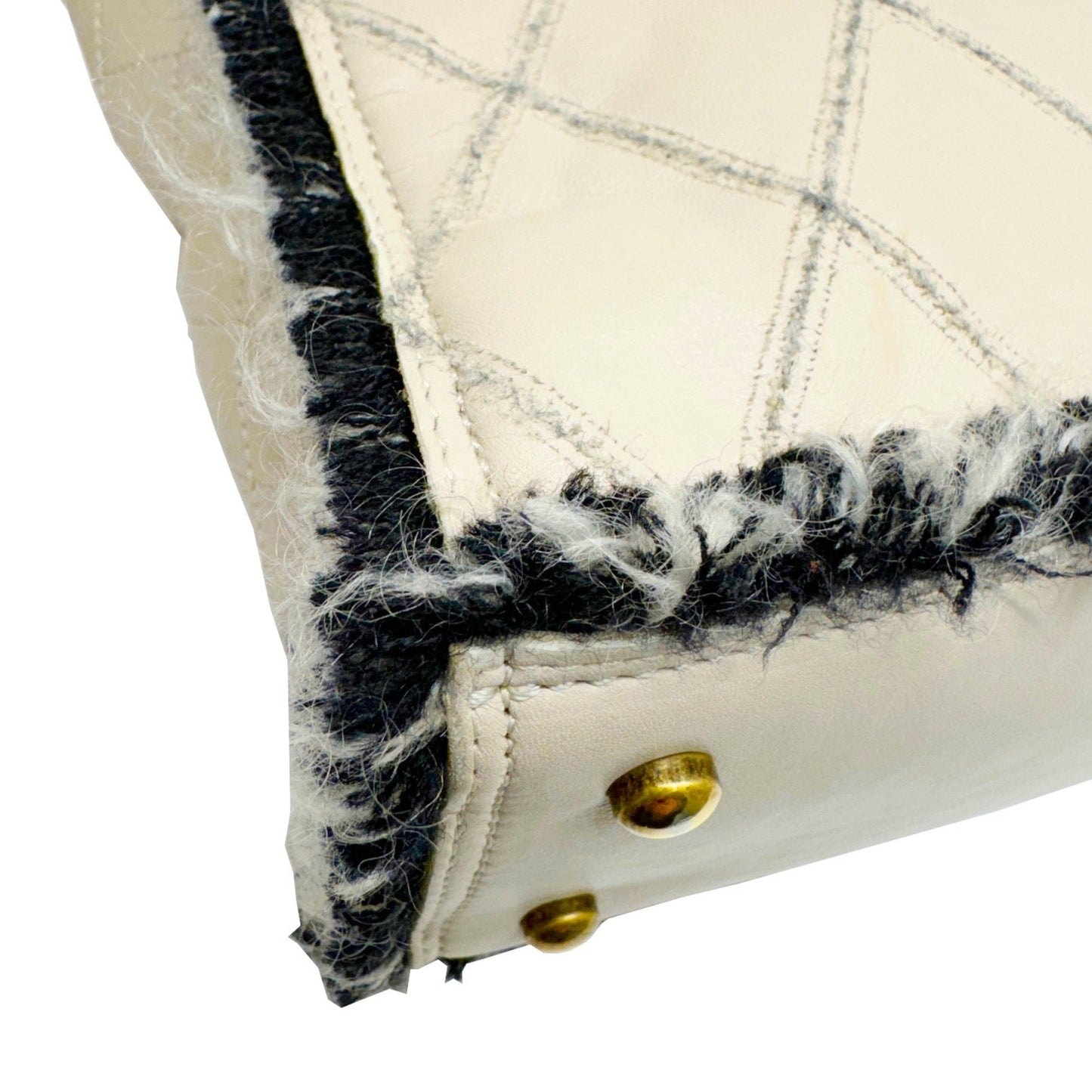 Chanel White Leather Coco Mark