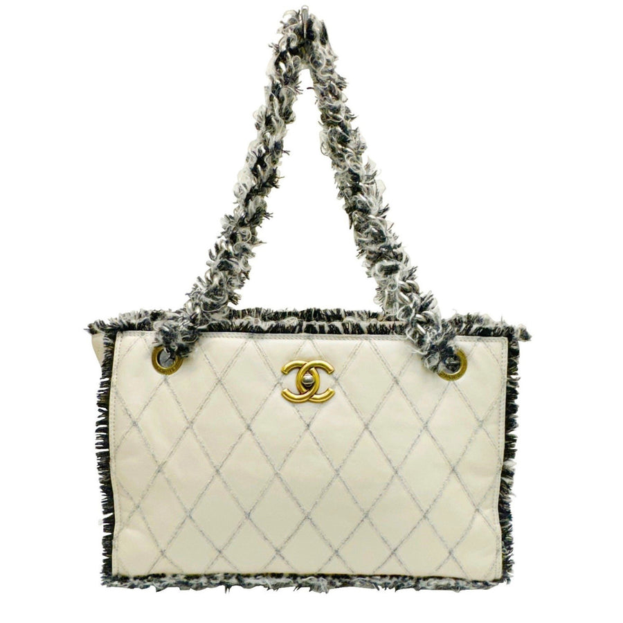 Chanel White Leather Coco Mark