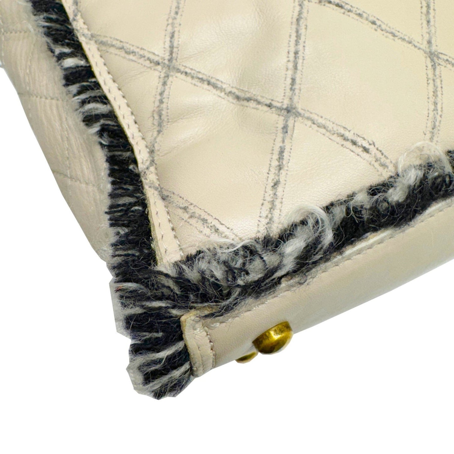 Chanel White Leather Coco Mark