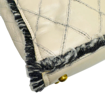 Chanel White Leather Coco Mark