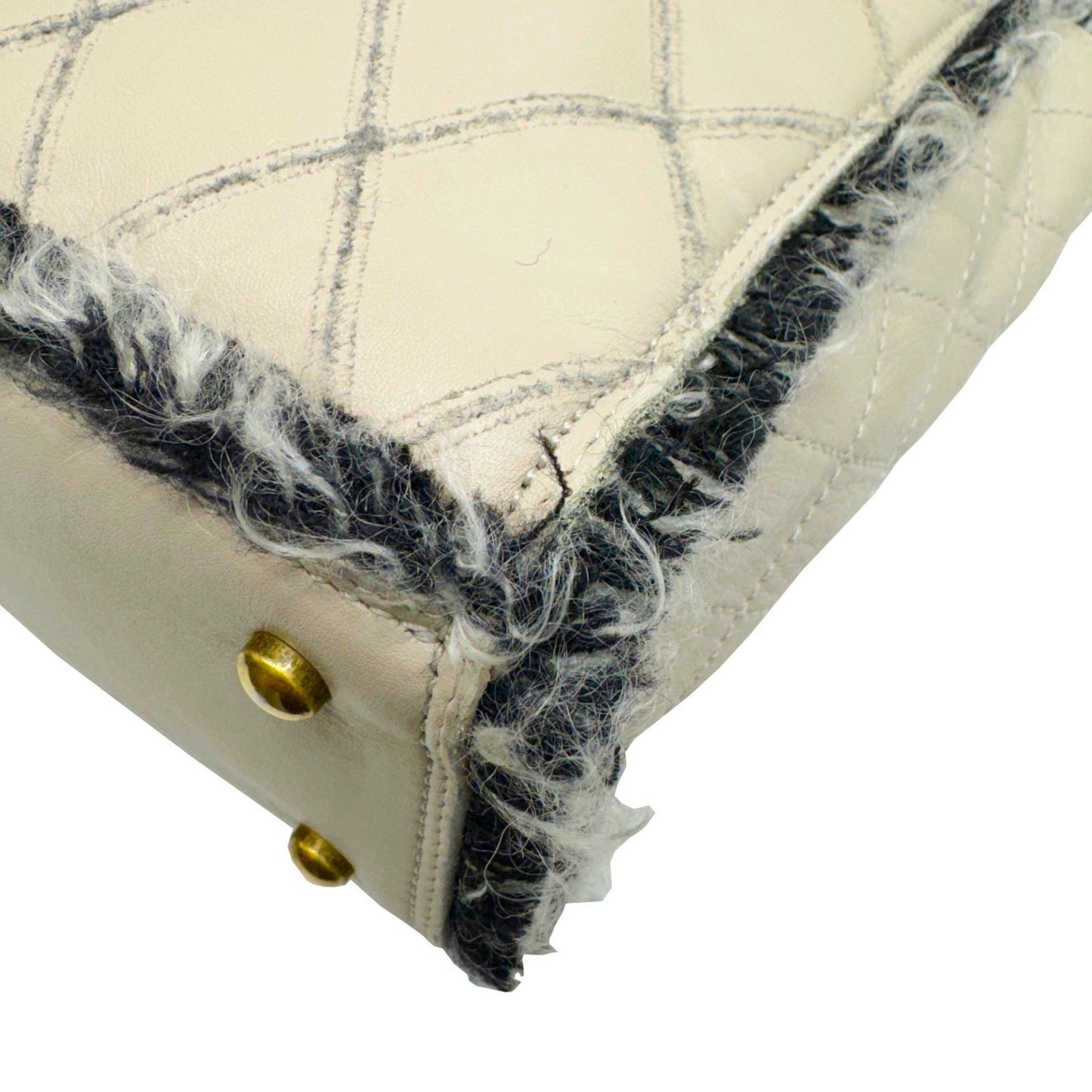 Chanel White Leather Coco Mark