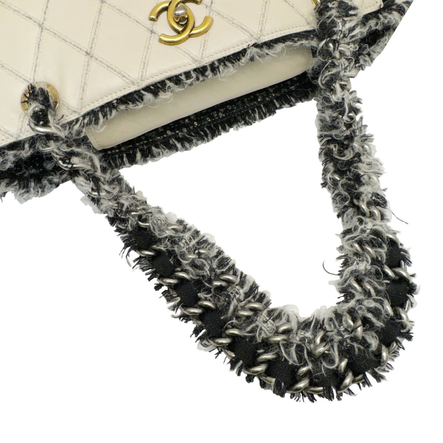 Chanel White Leather Coco Mark