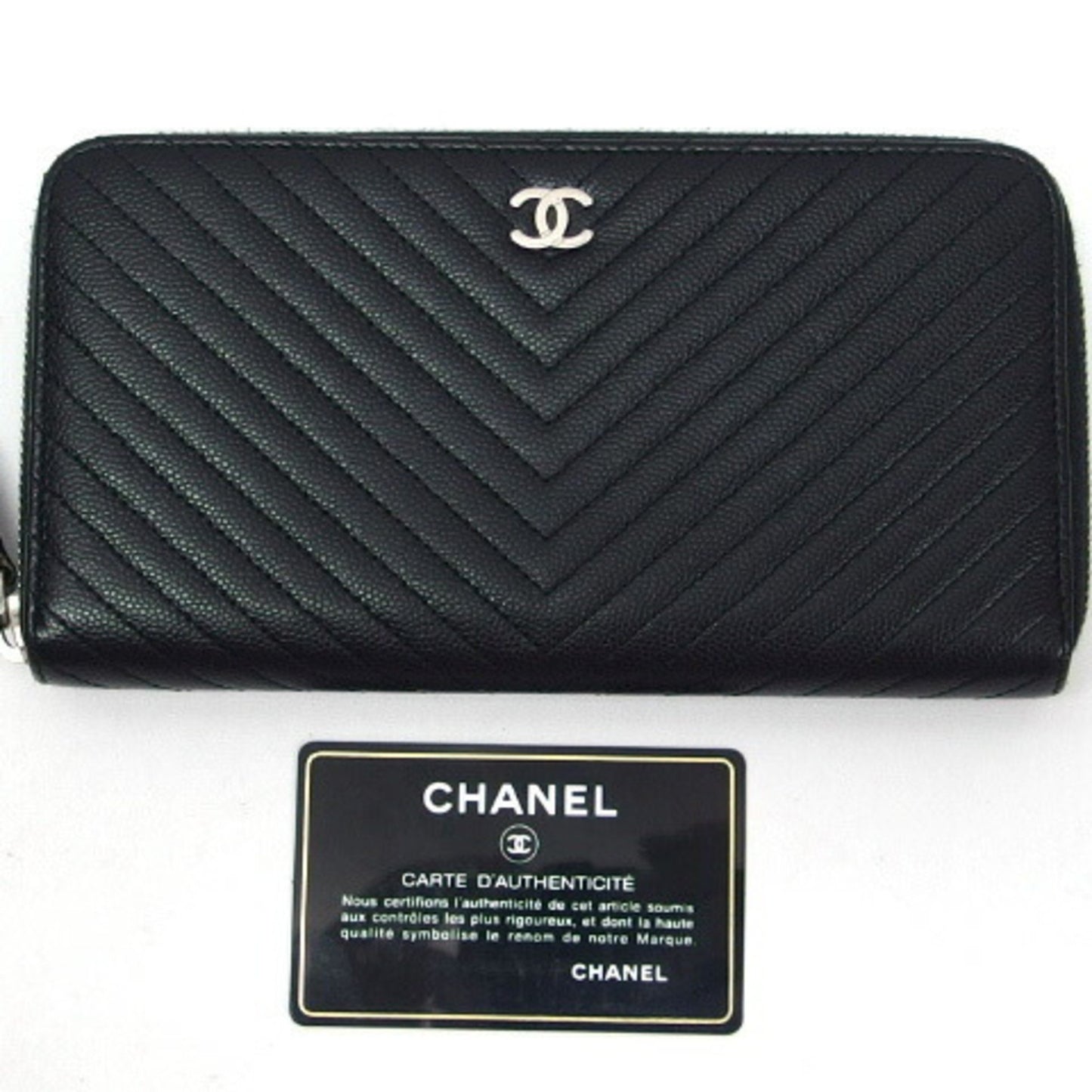 Chanel Black Leather V-stich
