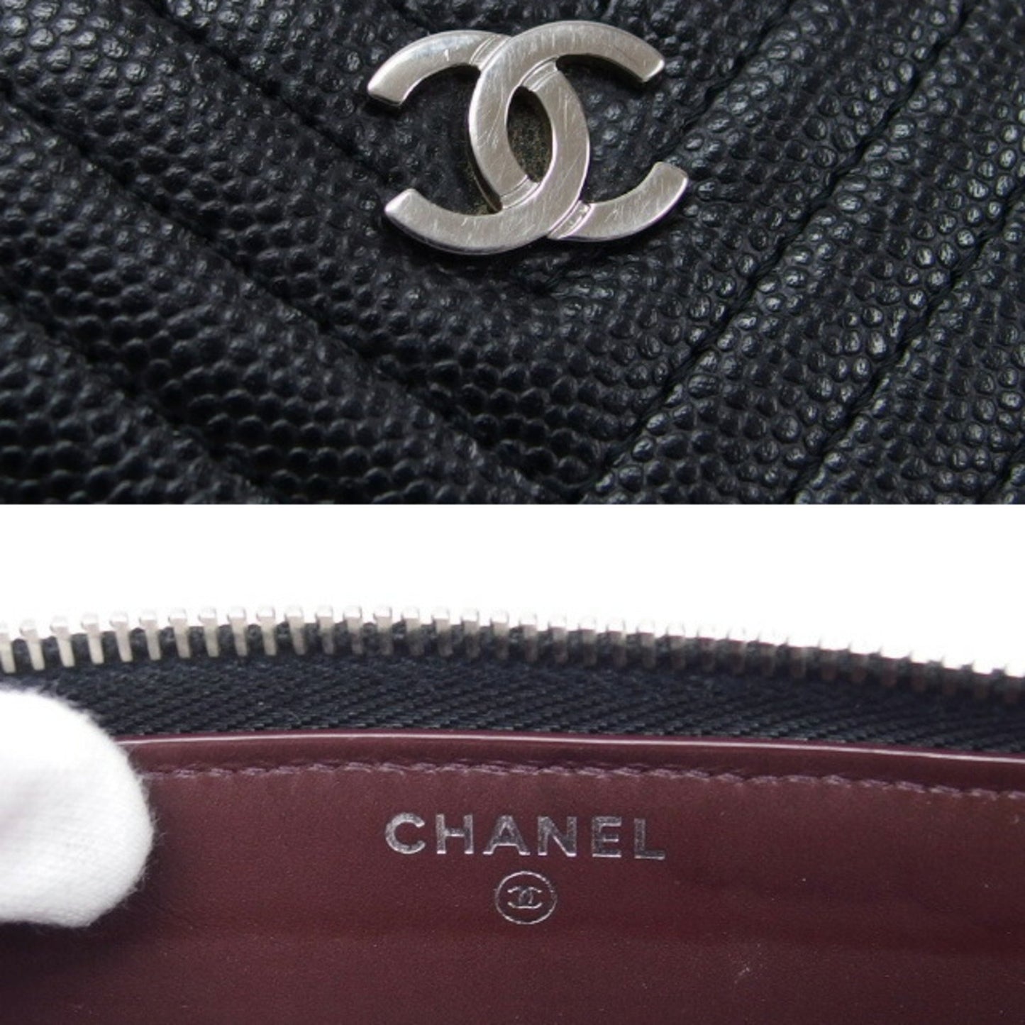 Chanel Black Leather V-stich