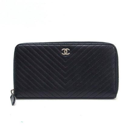Chanel Black Leather V-stich