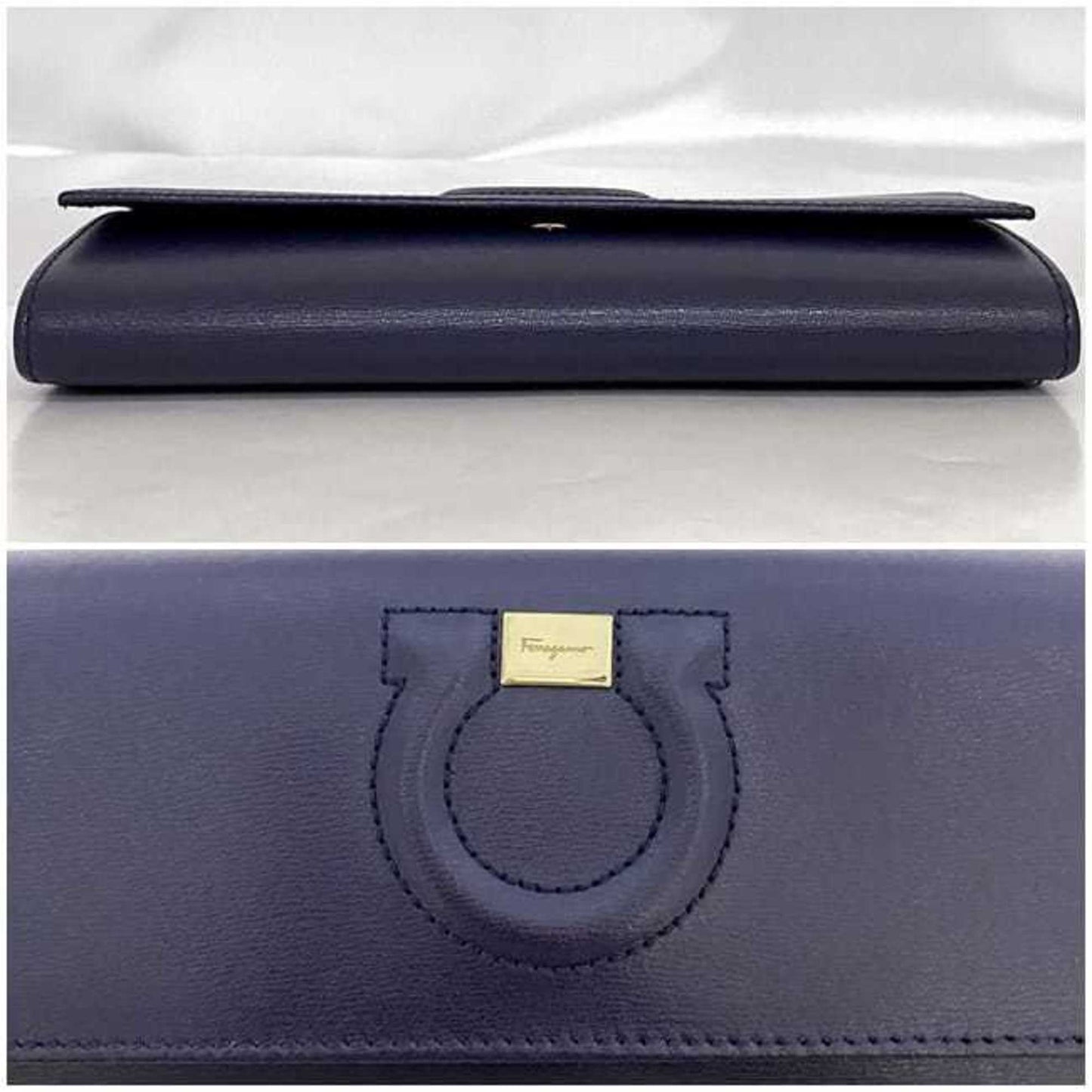 Salvatore Ferragamo Blue Leather Gancini