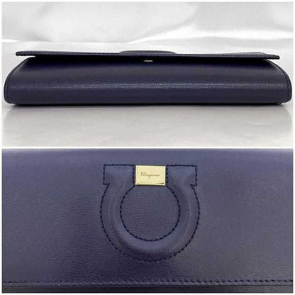 Salvatore Ferragamo Blue Leather Gancini
