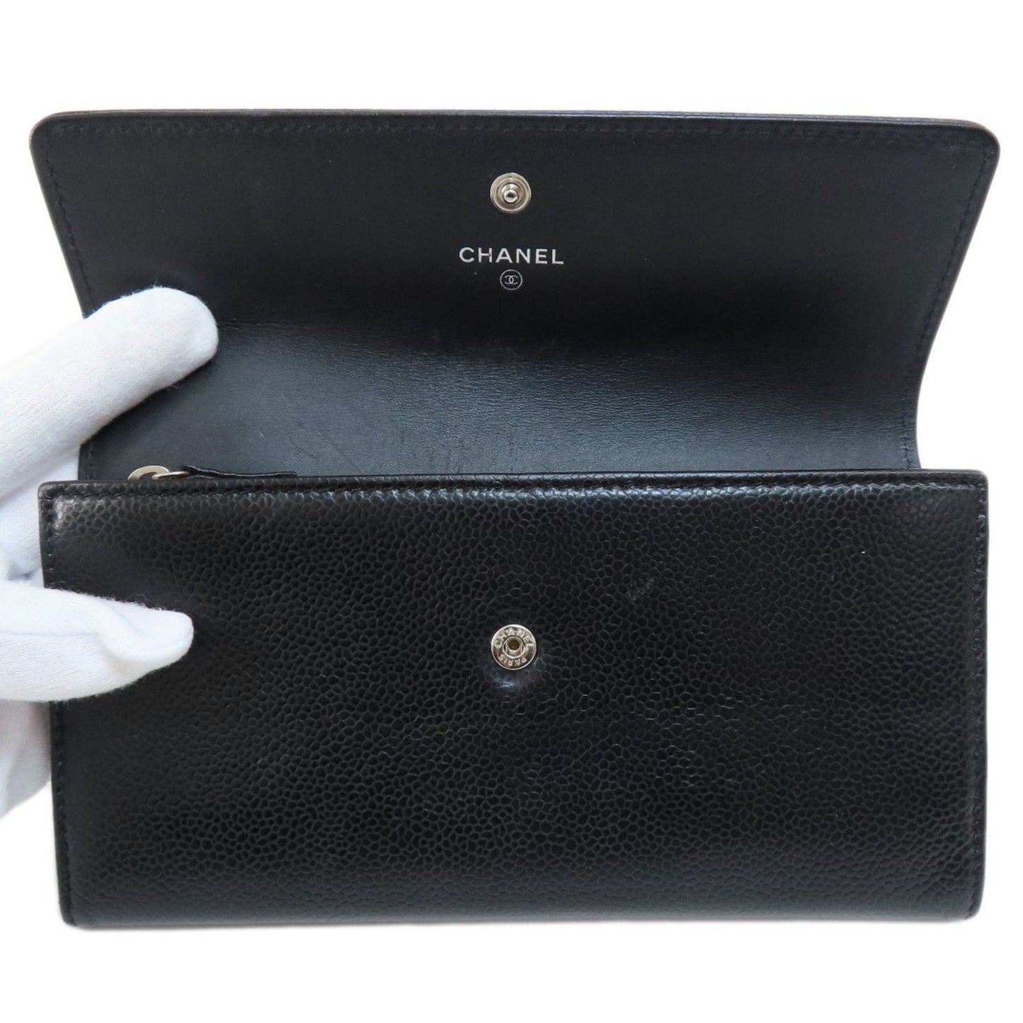 Chanel Black Leather Logo Cc