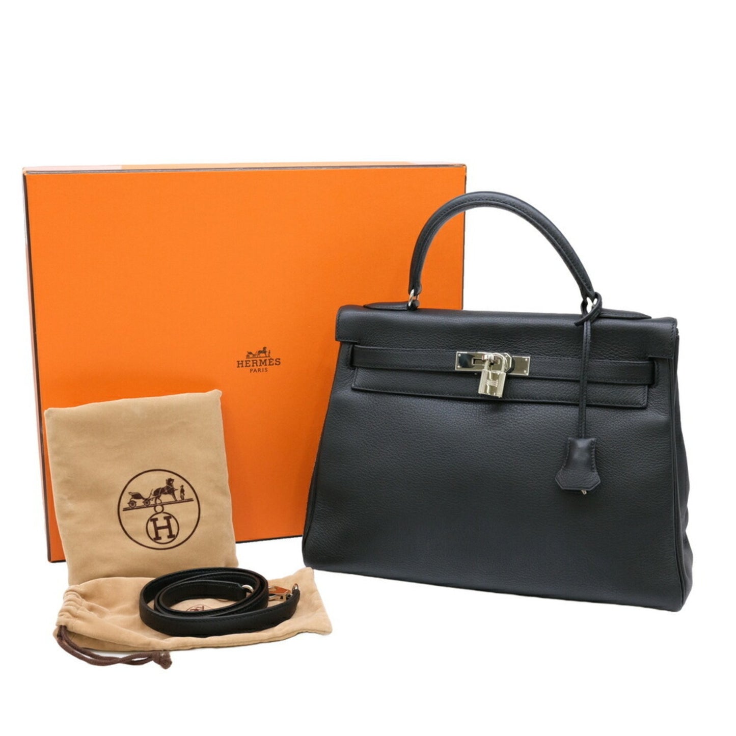 Hermès Black Leather Kelly 32