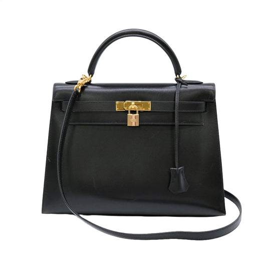 Hermès Black Calfskin Kelly 32