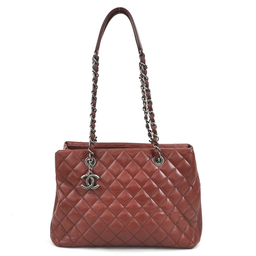 Chanel Red Leather Shopping