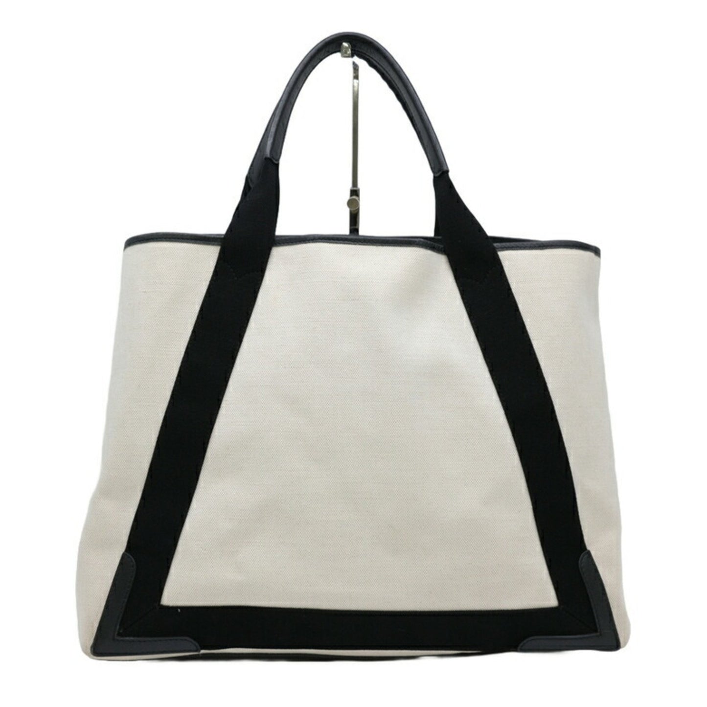Balenciaga White Canvas Navy Cabas