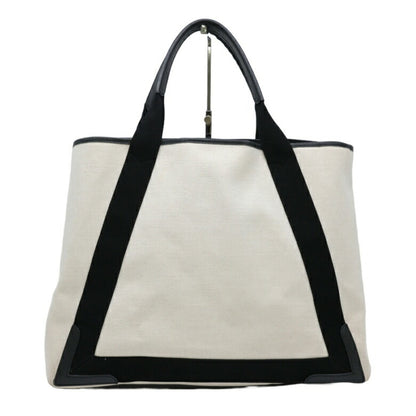 Balenciaga White Canvas Navy Cabas
