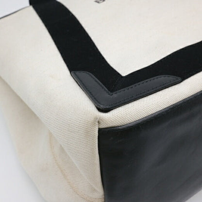 Balenciaga White Canvas Navy Cabas