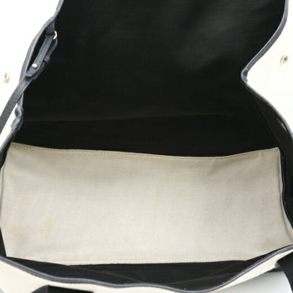 Balenciaga White Canvas Navy Cabas
