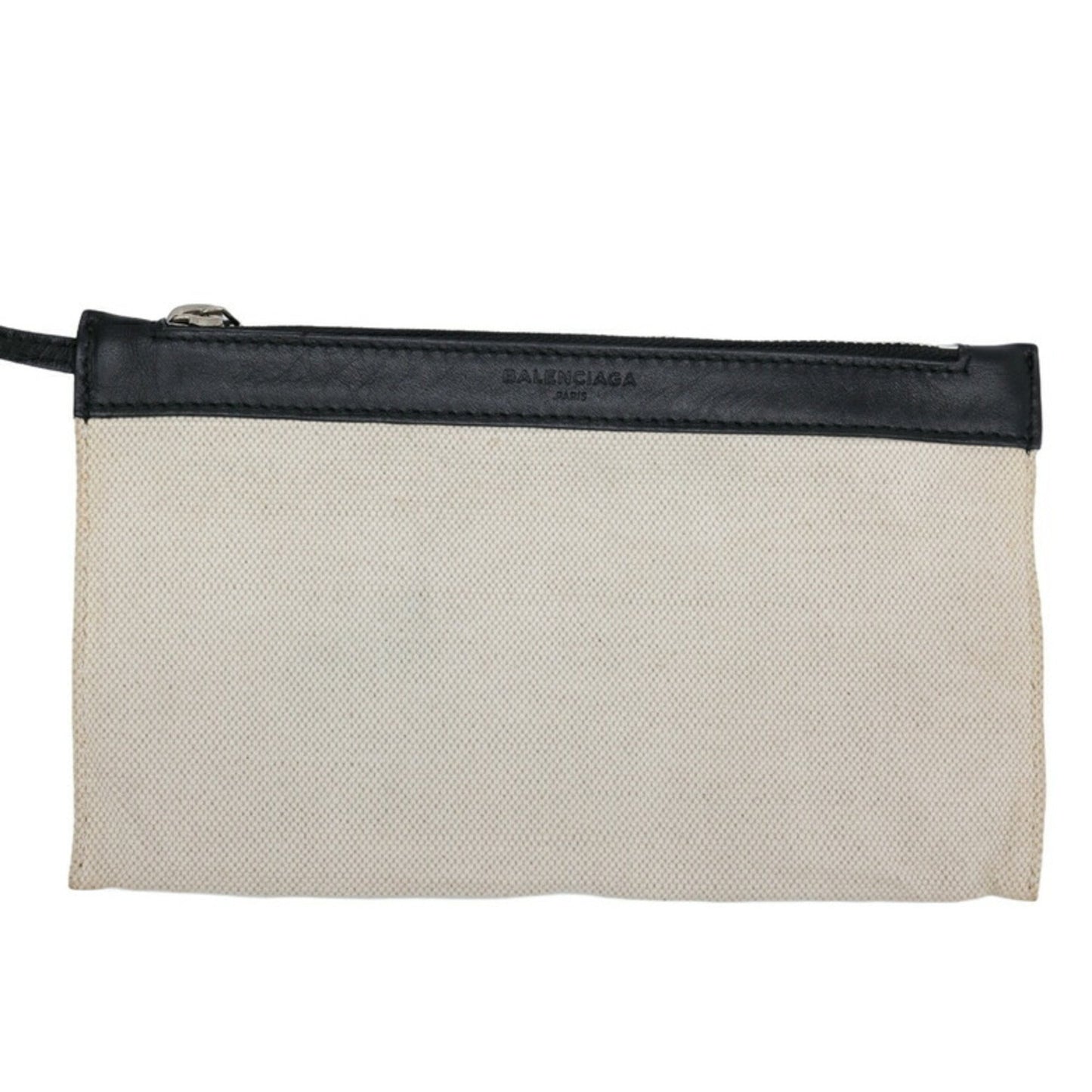 Balenciaga White Canvas Navy Cabas