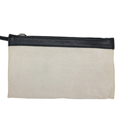 Balenciaga White Canvas Navy Cabas