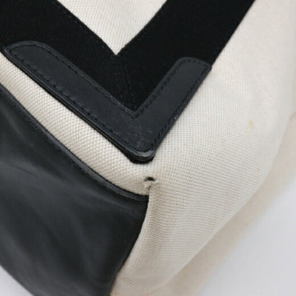 Balenciaga White Canvas Navy Cabas