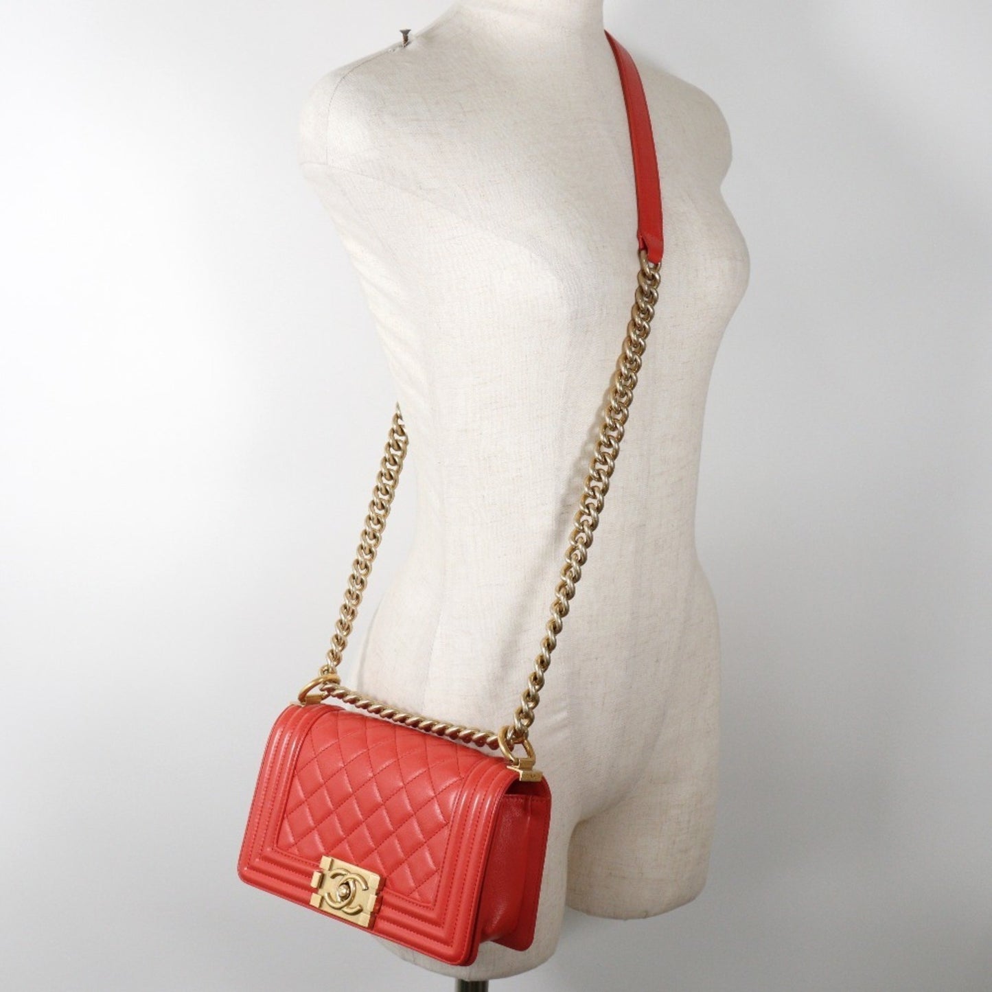 Chanel Red Leather Boy