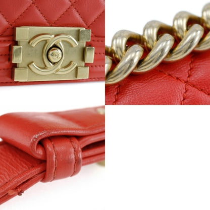 Chanel Red Leather Boy