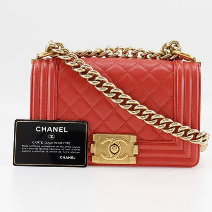 Chanel Red Leather Boy