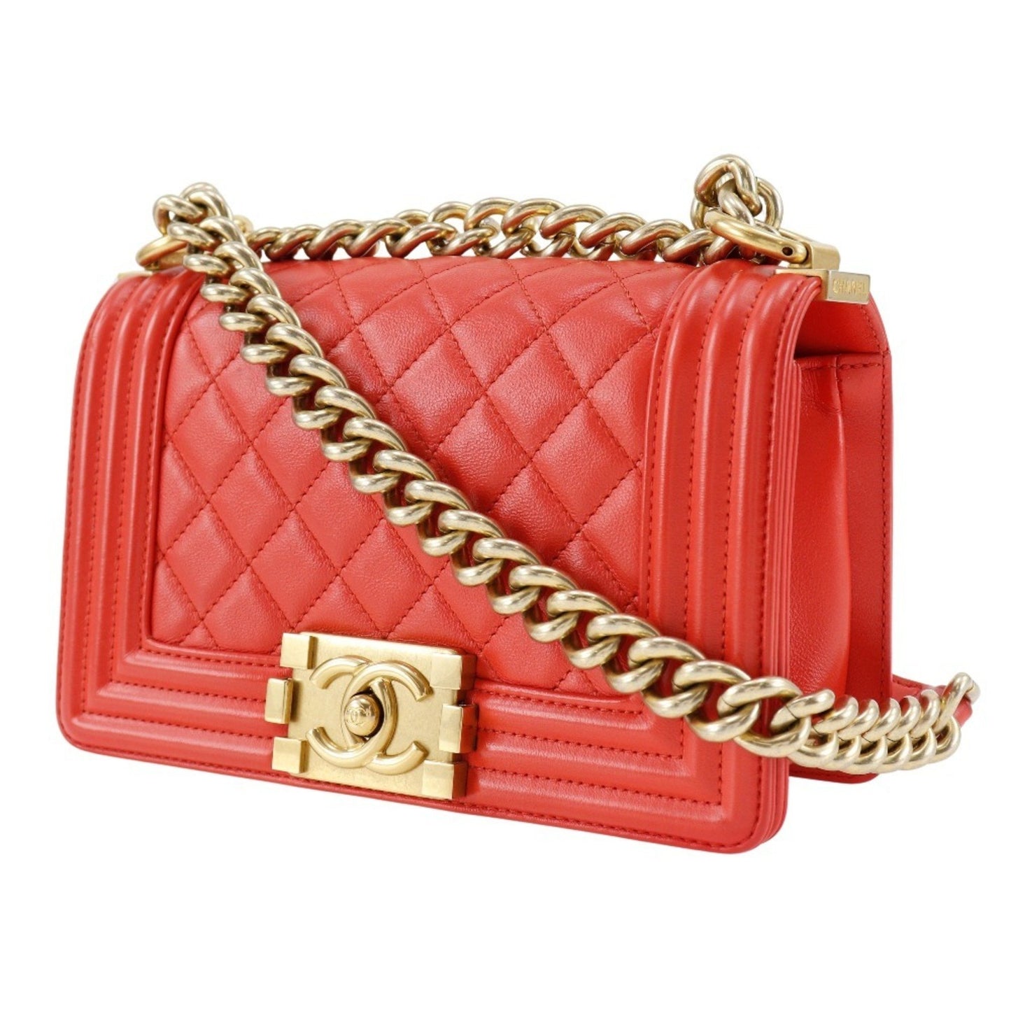 Chanel Red Leather Boy
