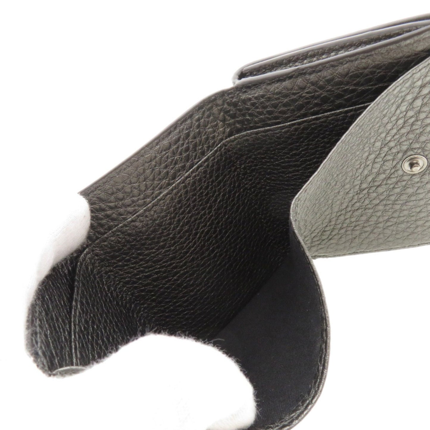 Fendi Gray Pony-style Calfskin Micro Trifold Wallet