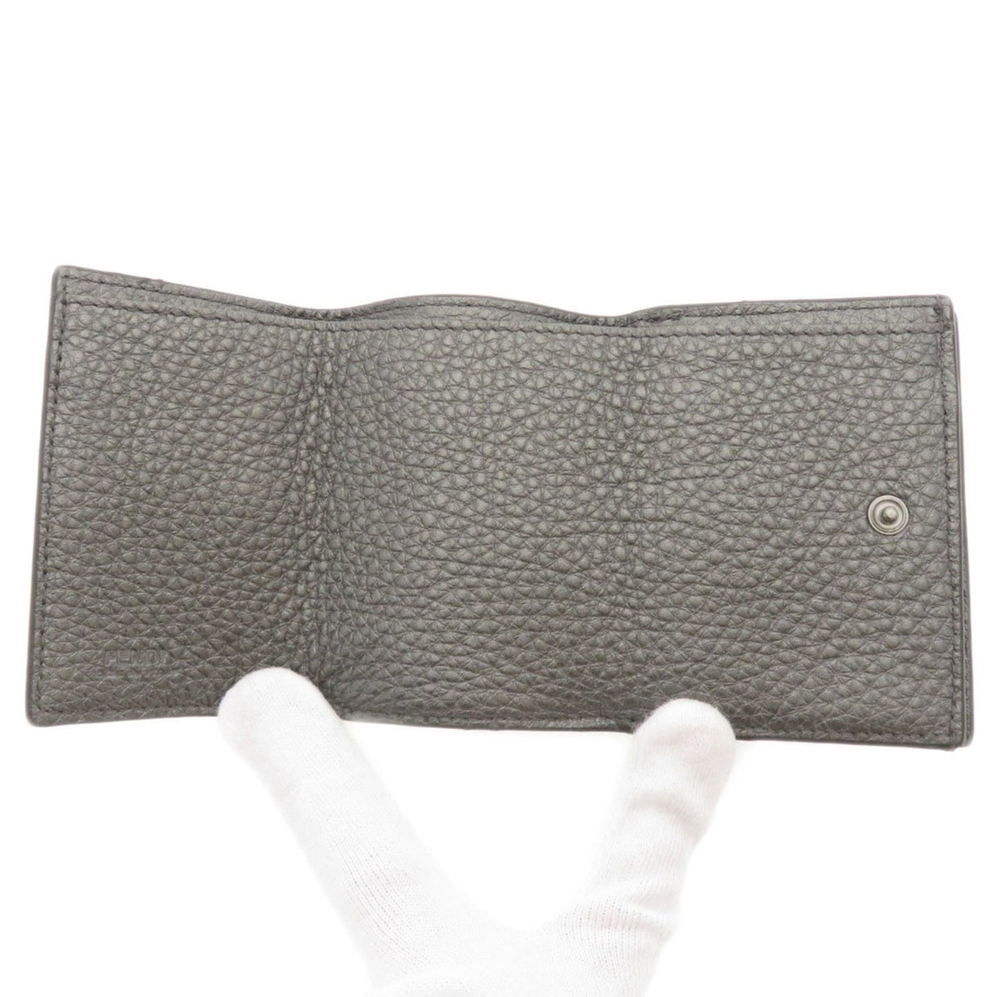 Fendi Gray Pony-style Calfskin Micro Trifold Wallet