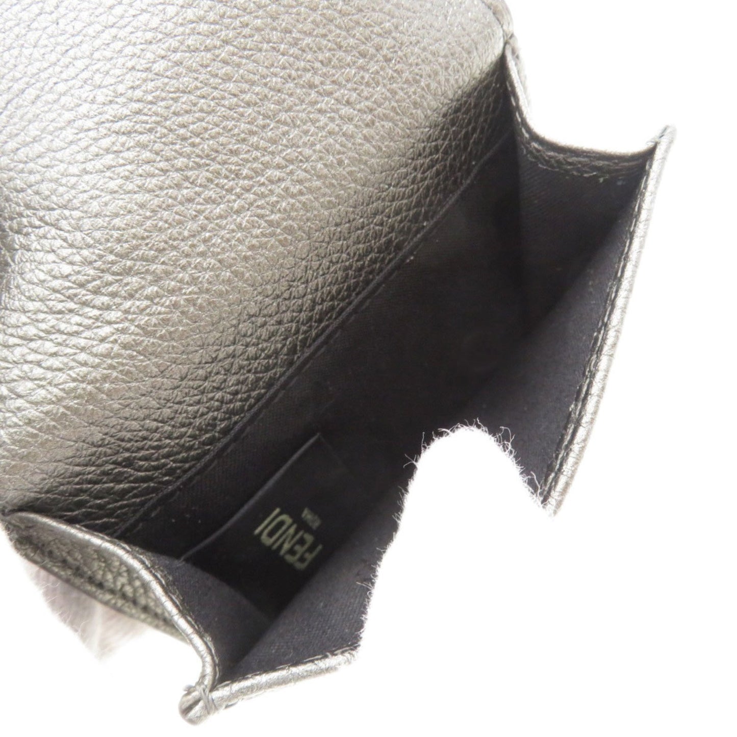 Fendi Gray Pony-style Calfskin Micro Trifold Wallet