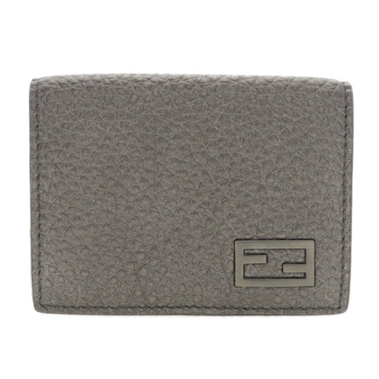 Fendi Gray Pony-style Calfskin Micro Trifold Wallet
