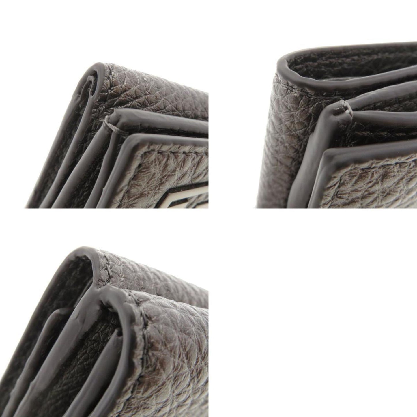 Fendi Gray Pony-style Calfskin Micro Trifold Wallet