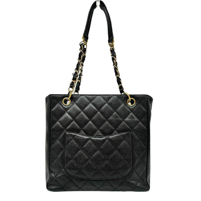 Chanel Black Leather Shopping