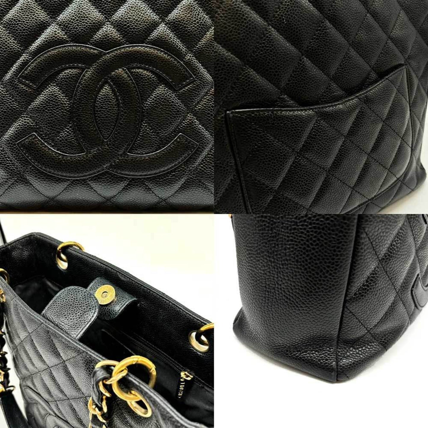 Chanel Black Leather Shopping