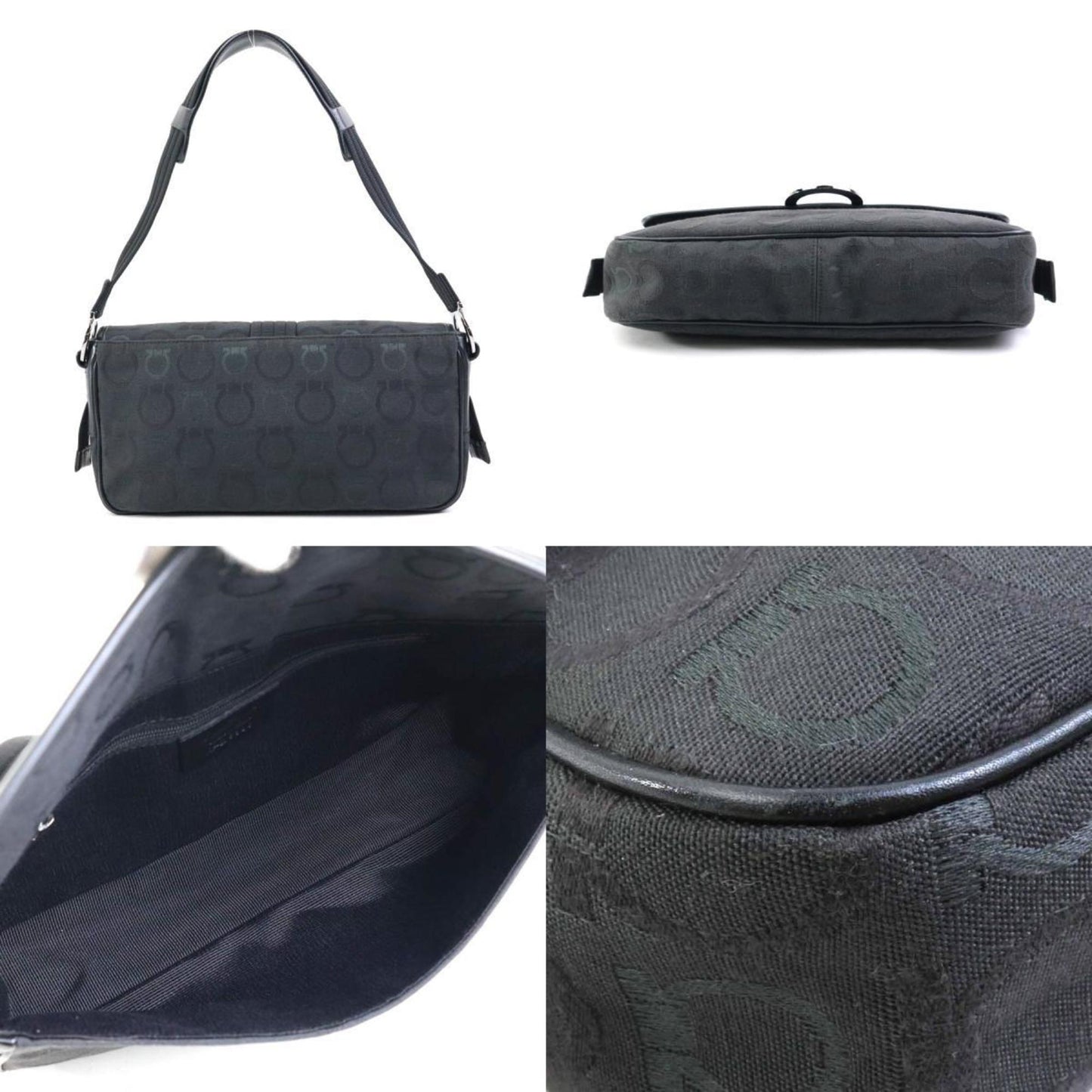 Salvatore Ferragamo Black Canvas Gancini