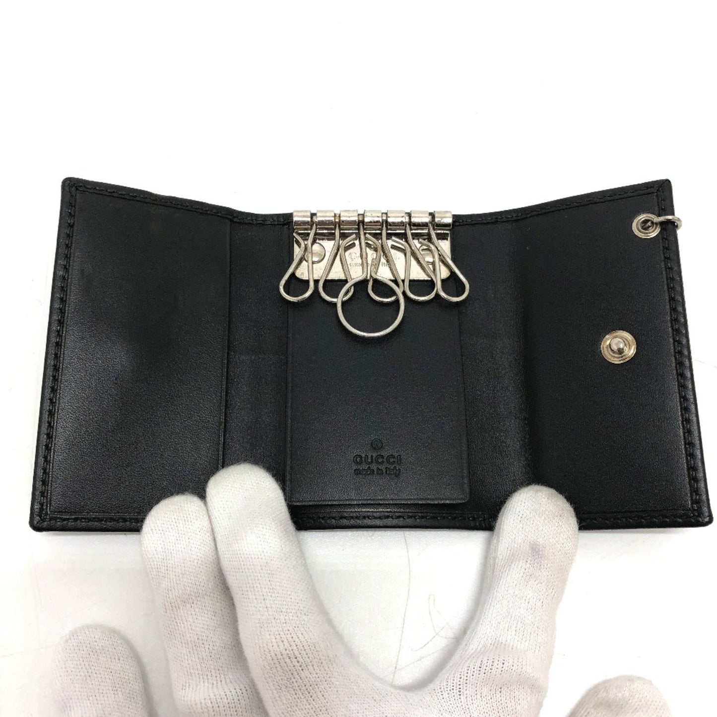 Gucci Black Leather Gg Pattern