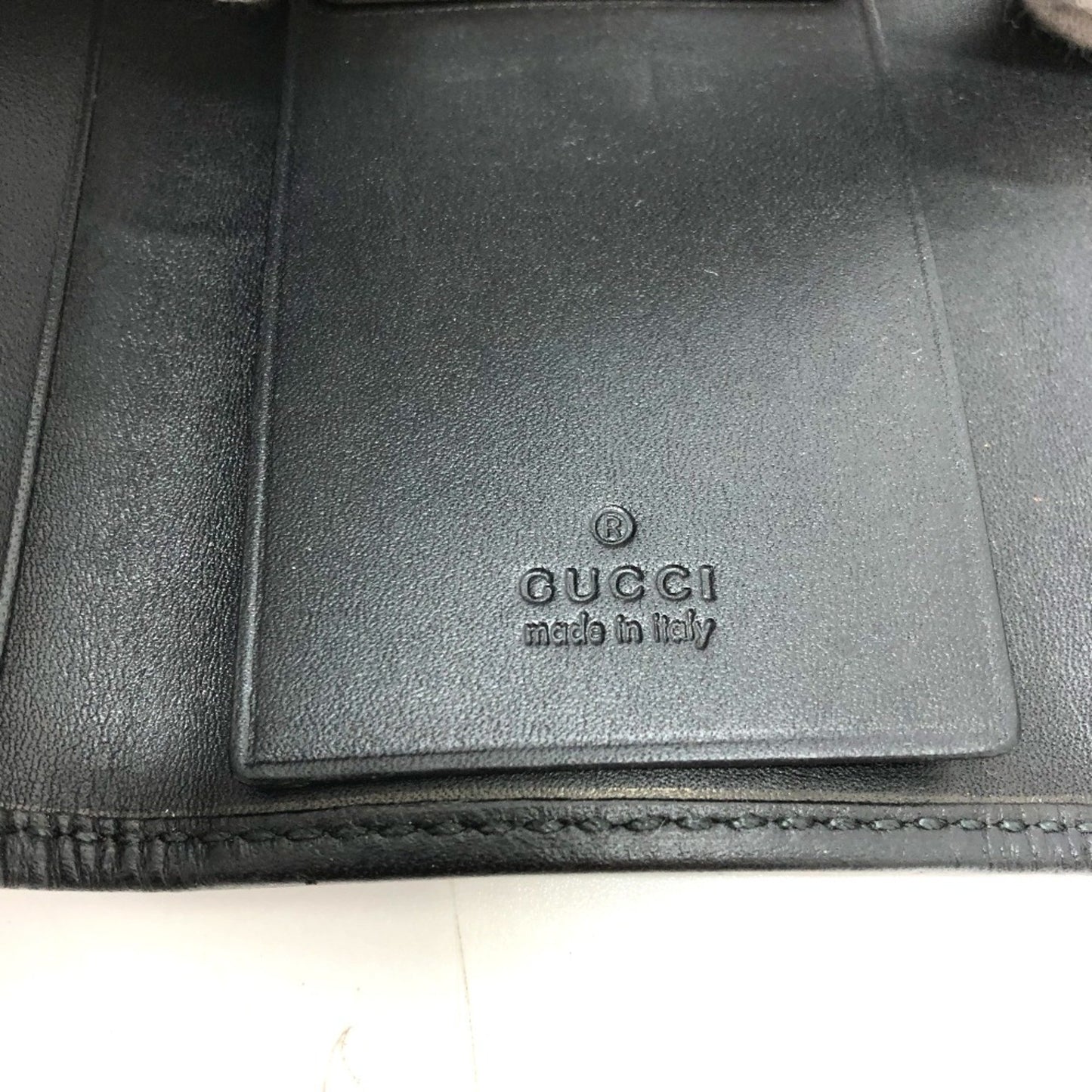 Gucci Black Leather Gg Pattern