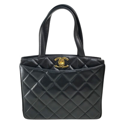 Chanel Black Leather Logo Cc
