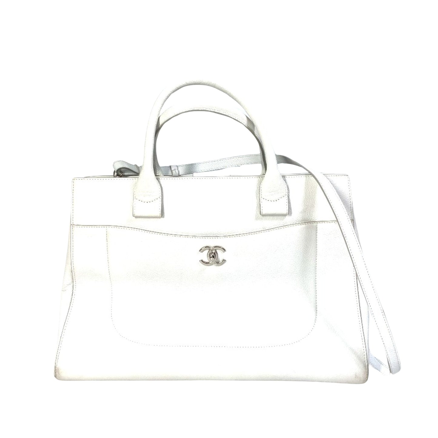 Chanel White Leather Cabas