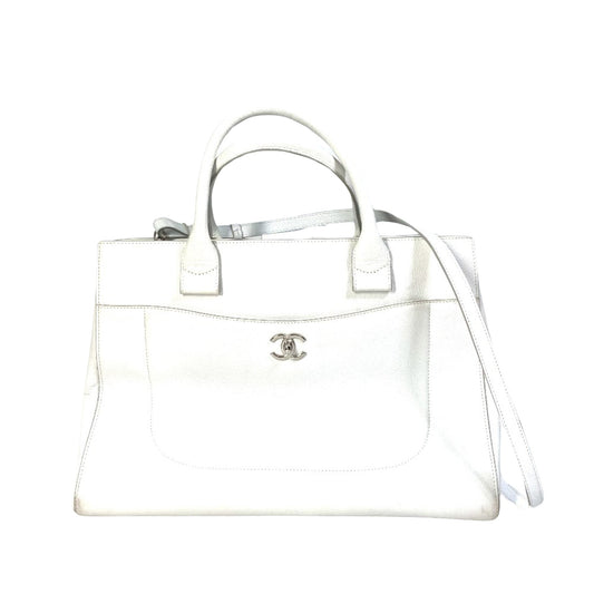 Chanel White Leather Cabas