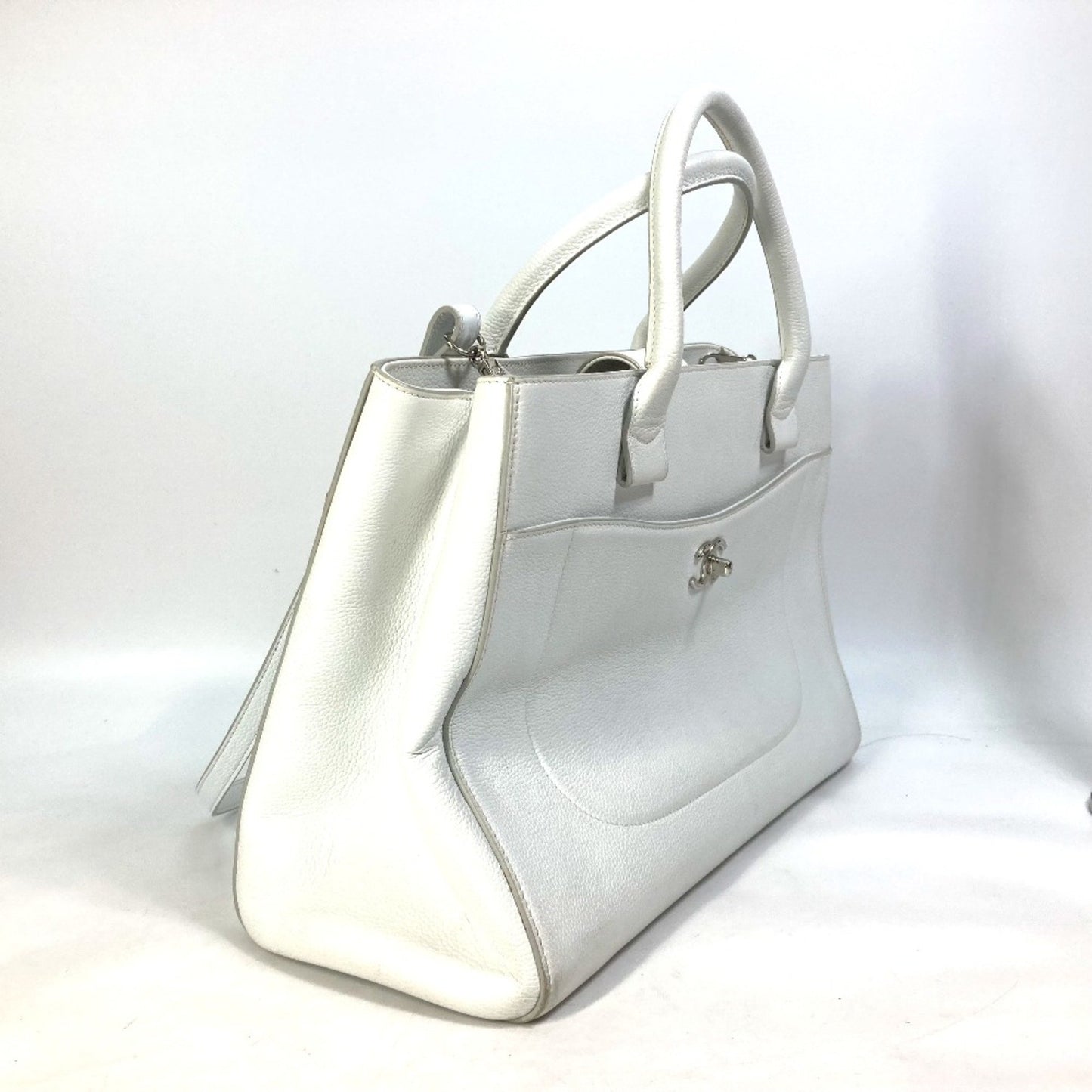 Chanel White Leather Cabas