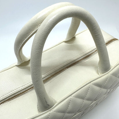 Chanel White Leather Boston