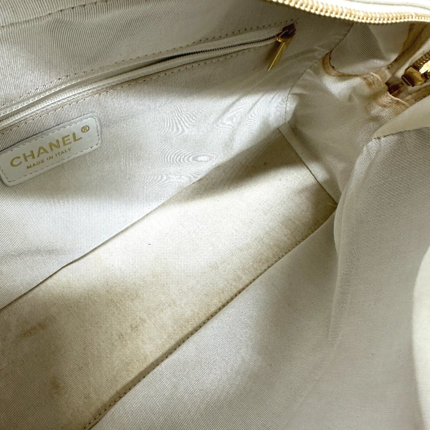 Chanel White Leather Boston