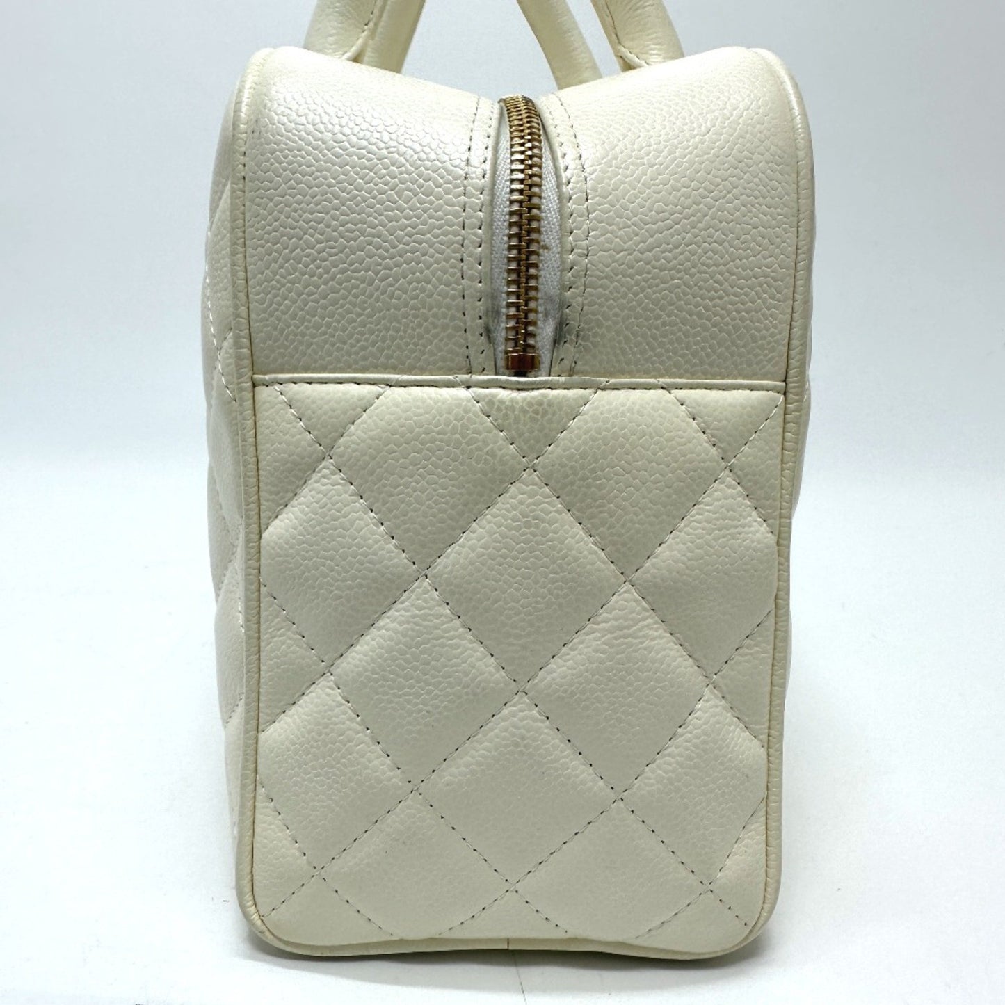 Chanel White Leather Boston