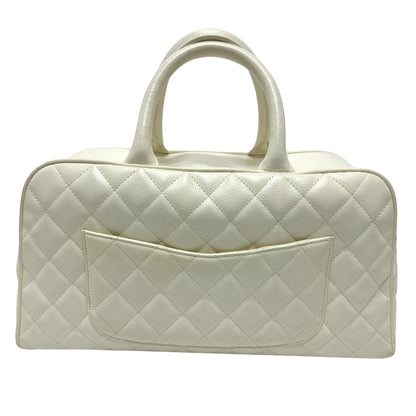 Chanel White Leather Boston