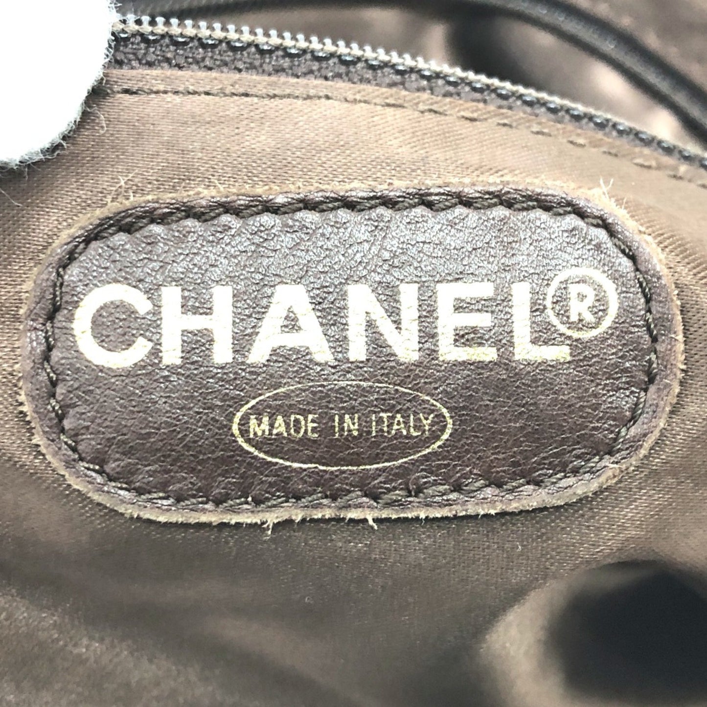 Chanel Brown Suede Logo Cc