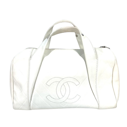 Chanel White Leather Boston