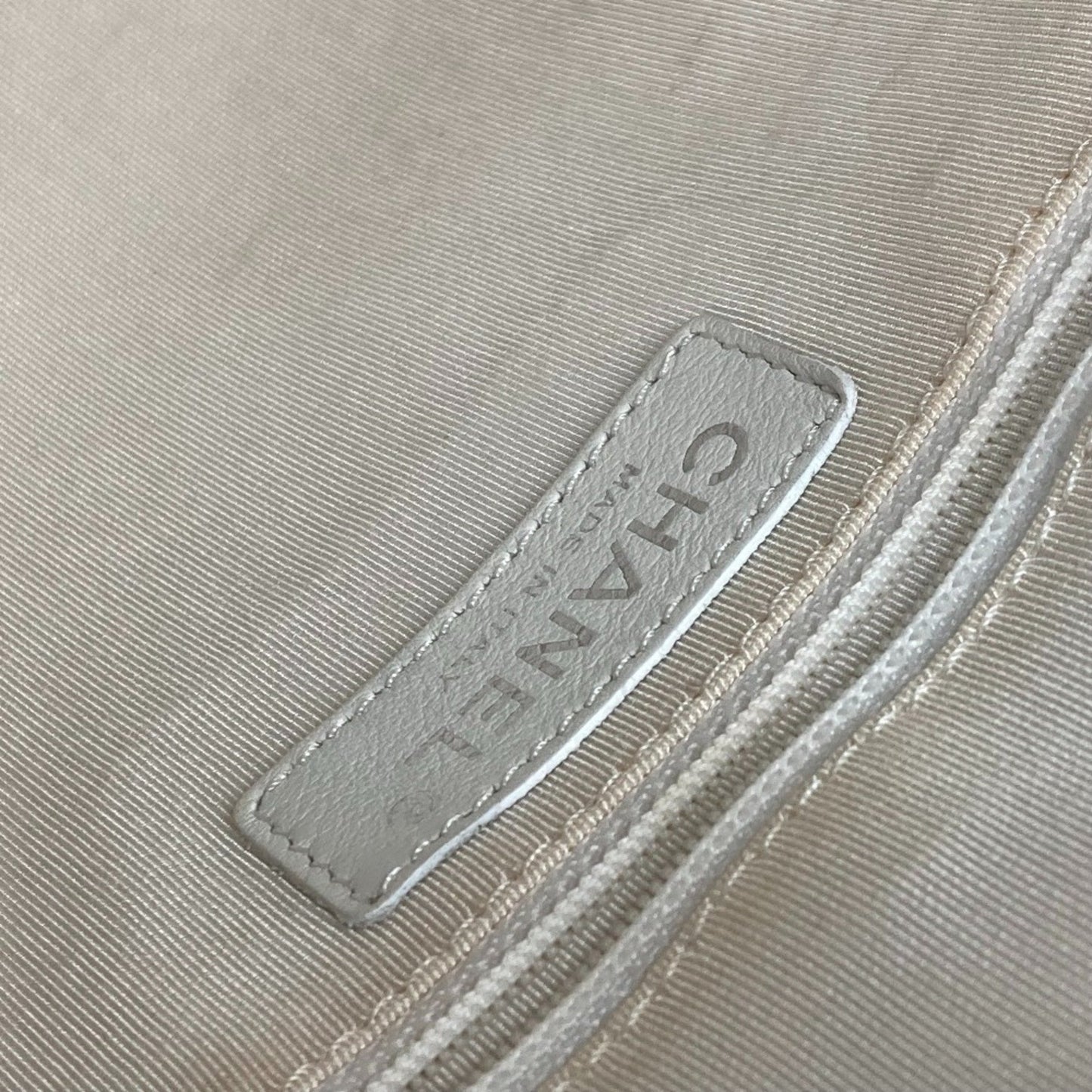 Chanel White Leather Boston