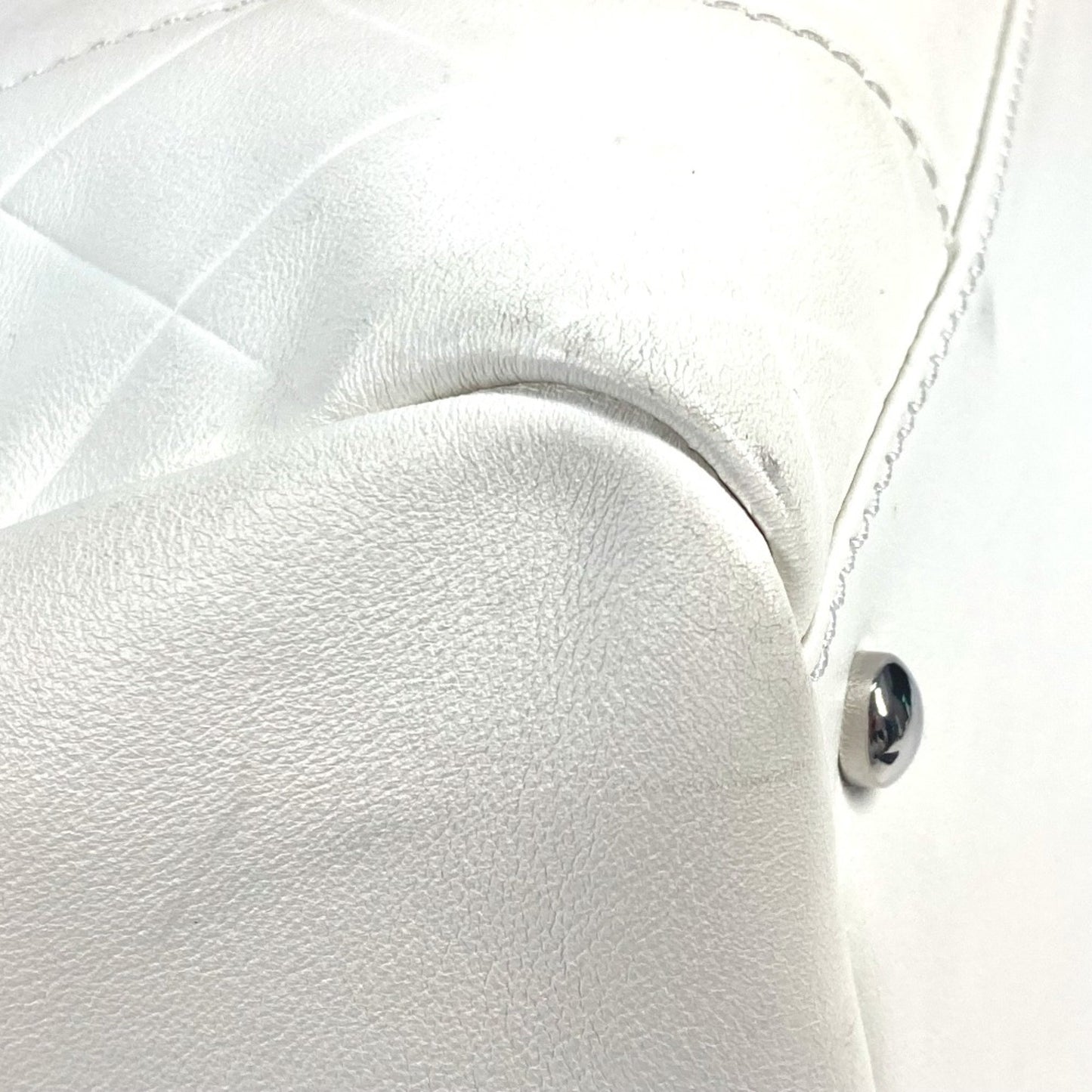 Chanel White Leather Boston